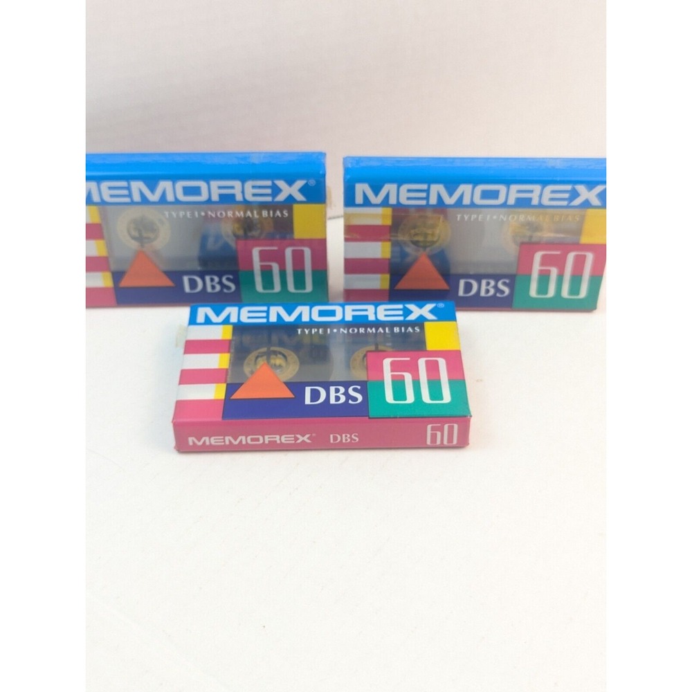 Lot of 3 Vintage Memorex DBS 60 Cassette Tapes – Pink Clear – Retro – New Sealed